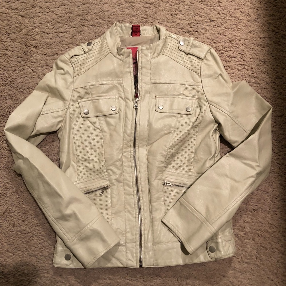 White faux leather jacket